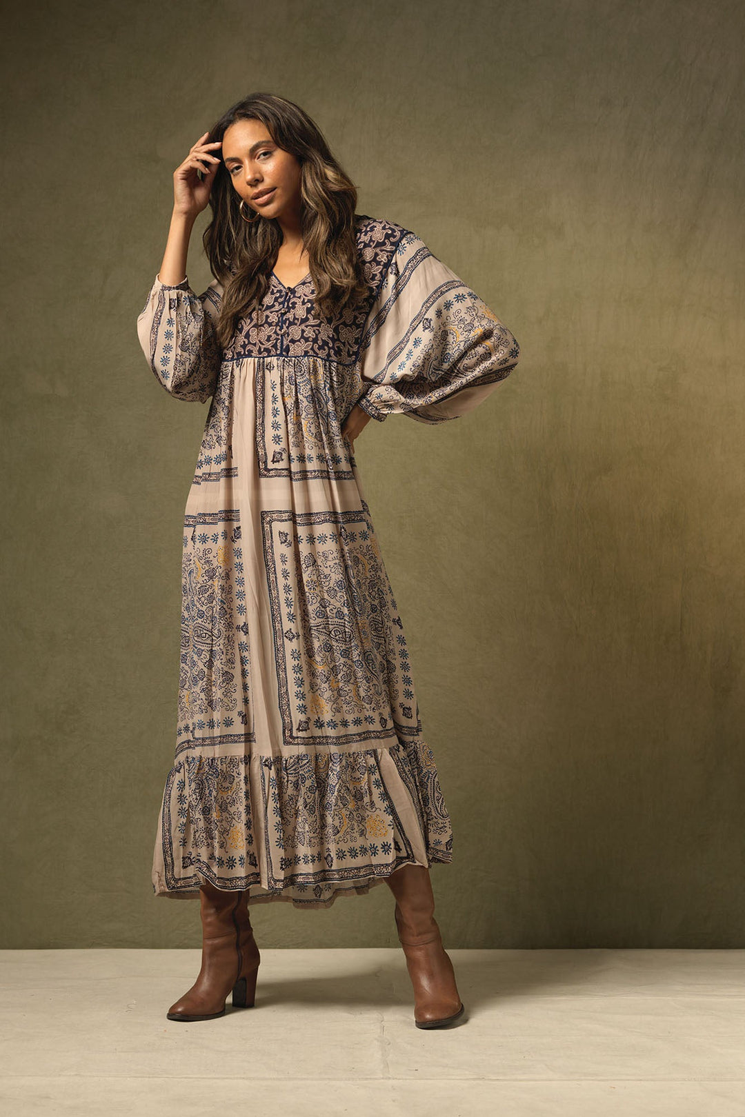 Mehndi Blue Boho Dress