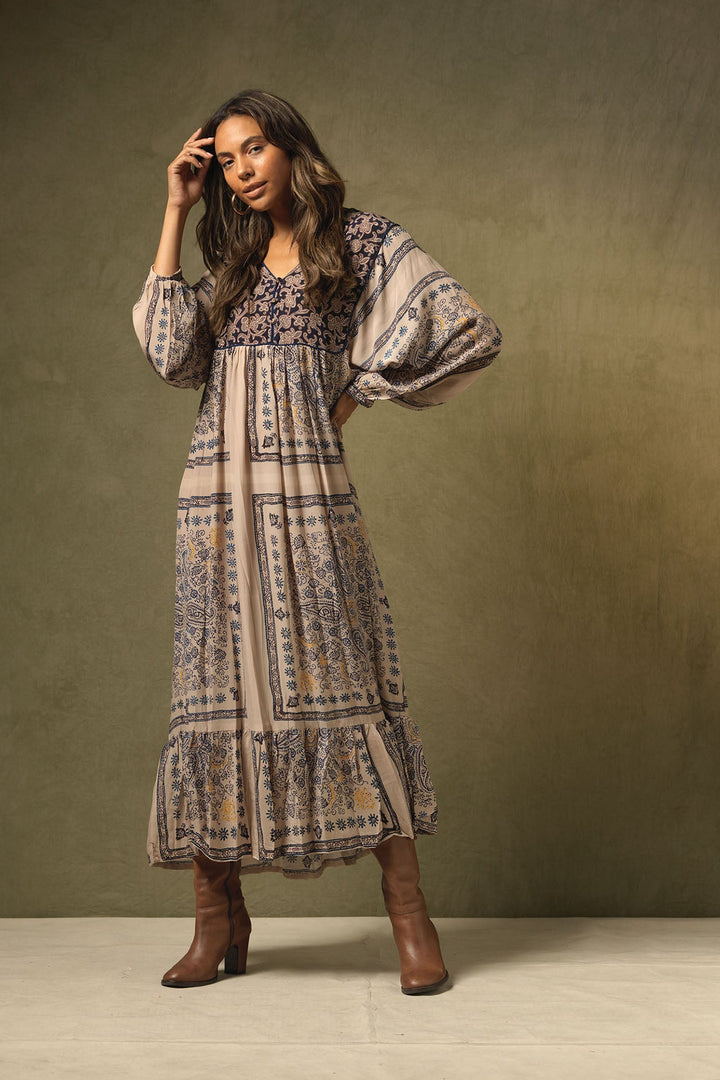 Mehndi Blue Boho Dress