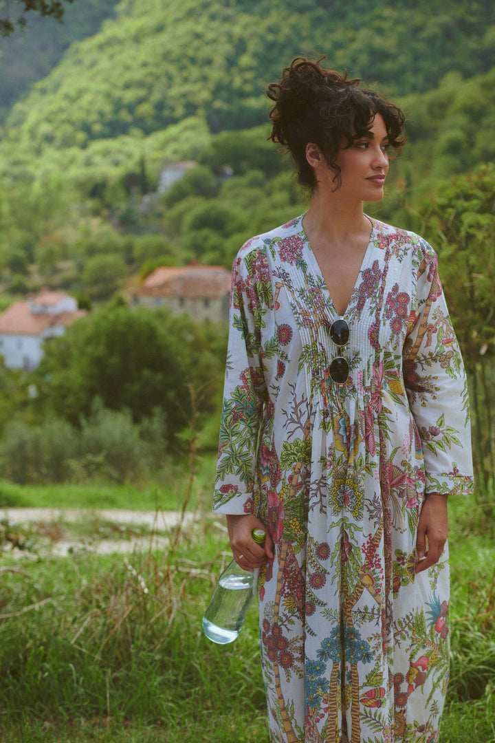 Boho Garden Ecru Pinch Pleat Dress - One Hundred Stars