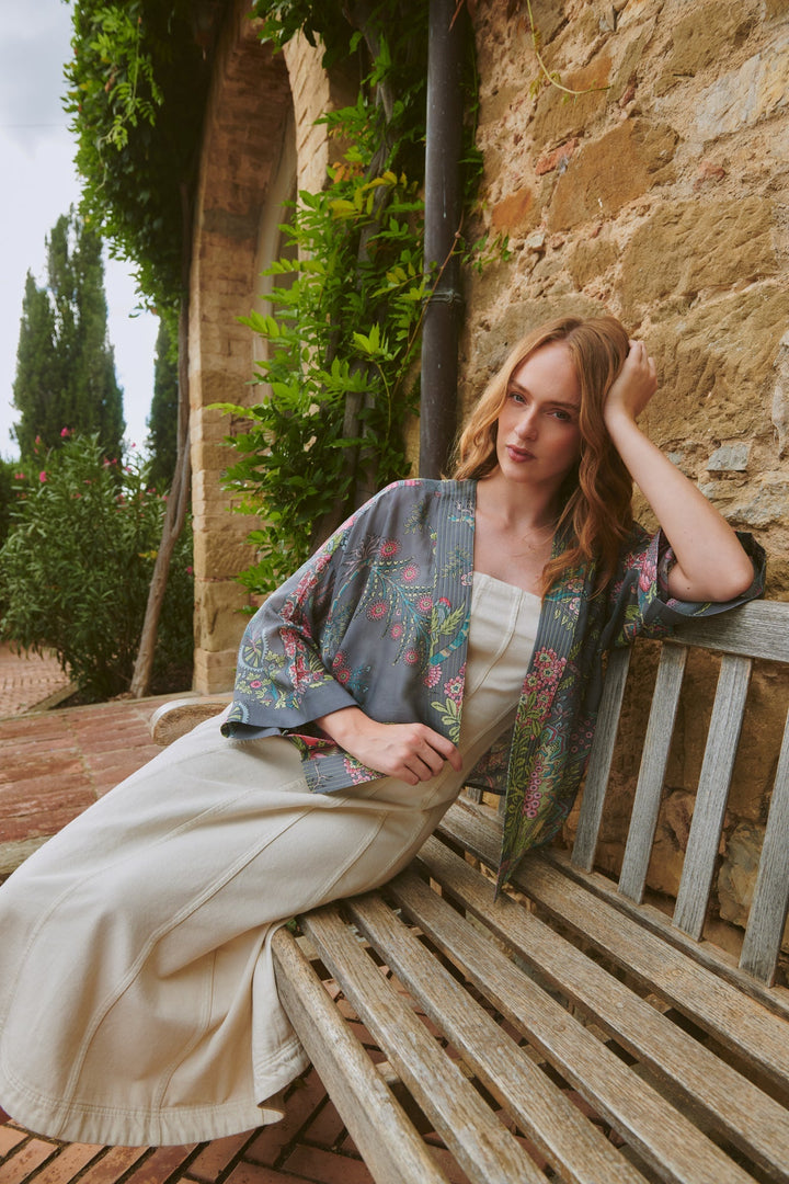 Boho Garden Grey Kimono - One Hundred Stars