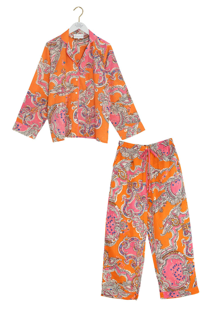 Cartouche Orange Cotton Pyjama Set