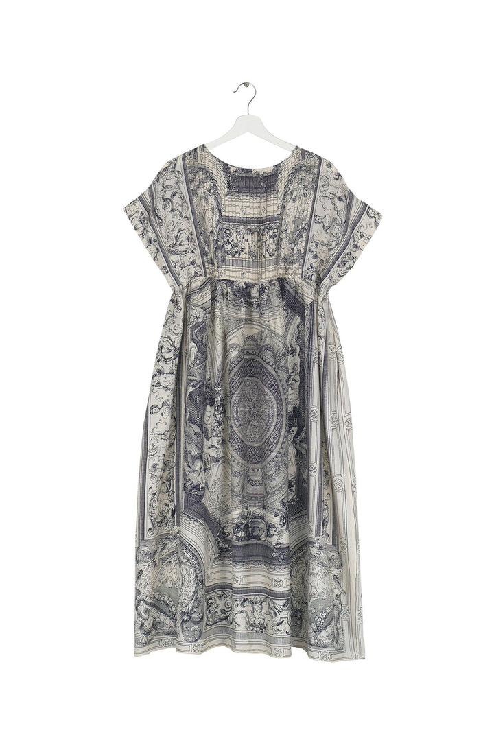 Women's short sleeve pleated dress in cherub print by One Hundred Stars