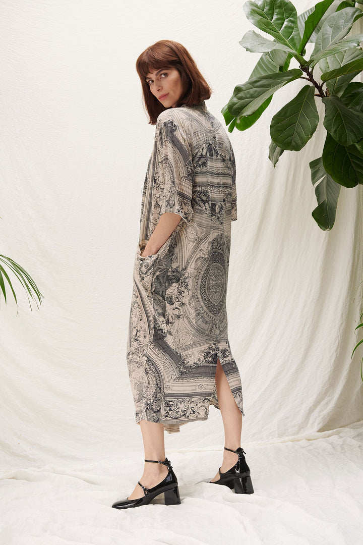 hand sketched printed dress by one hundred stars