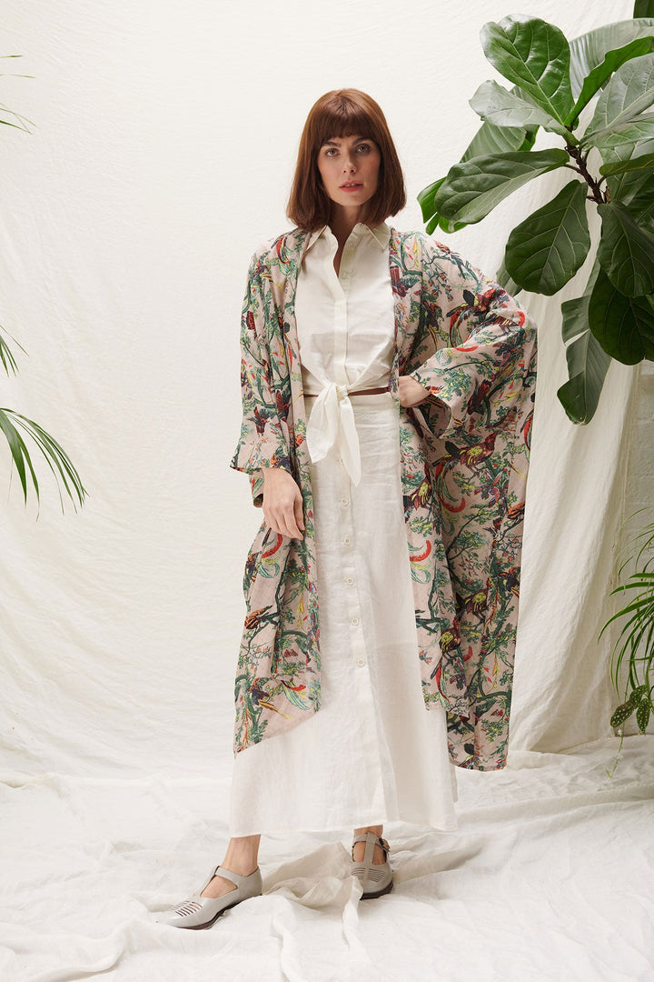 printed long kimono for plus size summer sustainable fabric 
