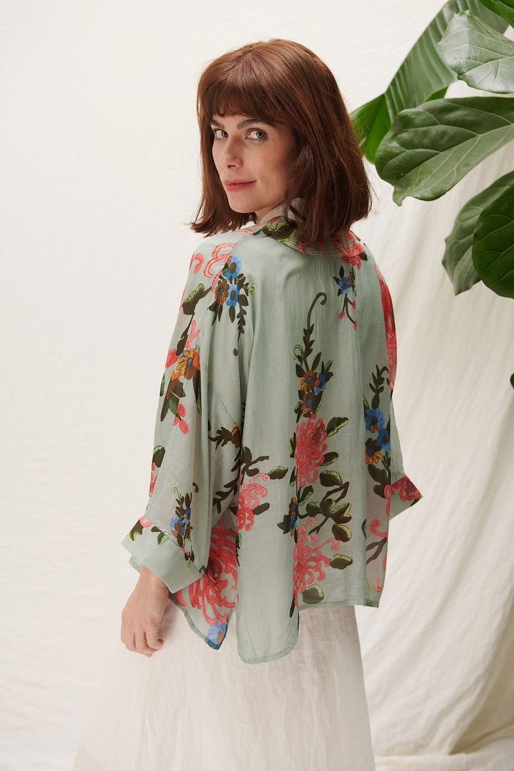 embroidered floral print kimono by one hundred stars