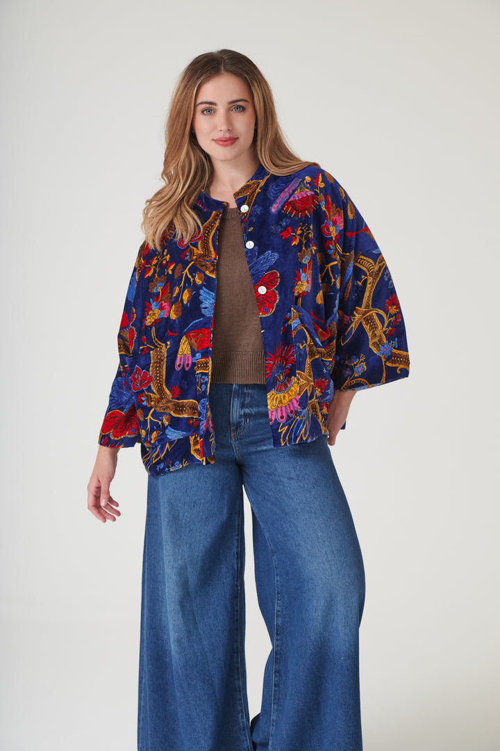 Climbing Peacock Royal Blue Velvet Jacket