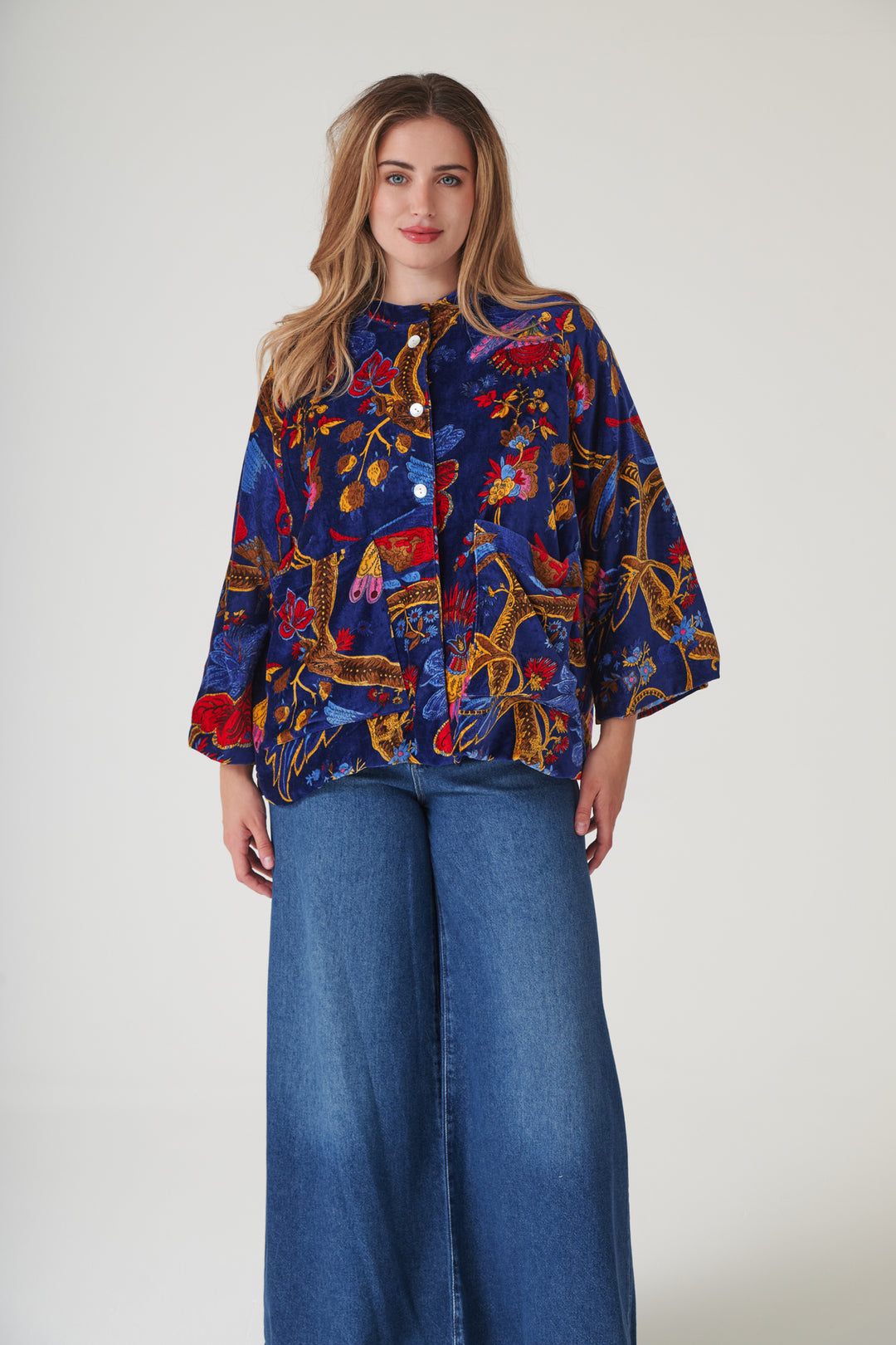 Climbing Peacock Royal Blue Velvet Jacket