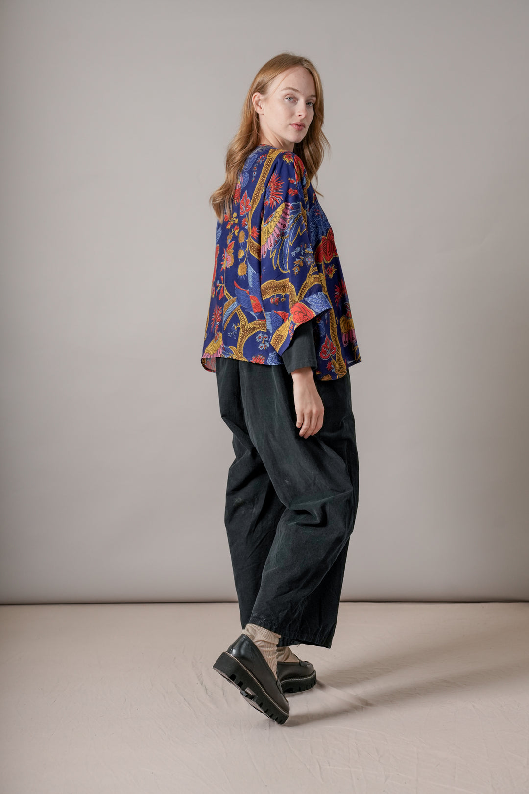 Climbing Peacock Royal Blue  Kimono