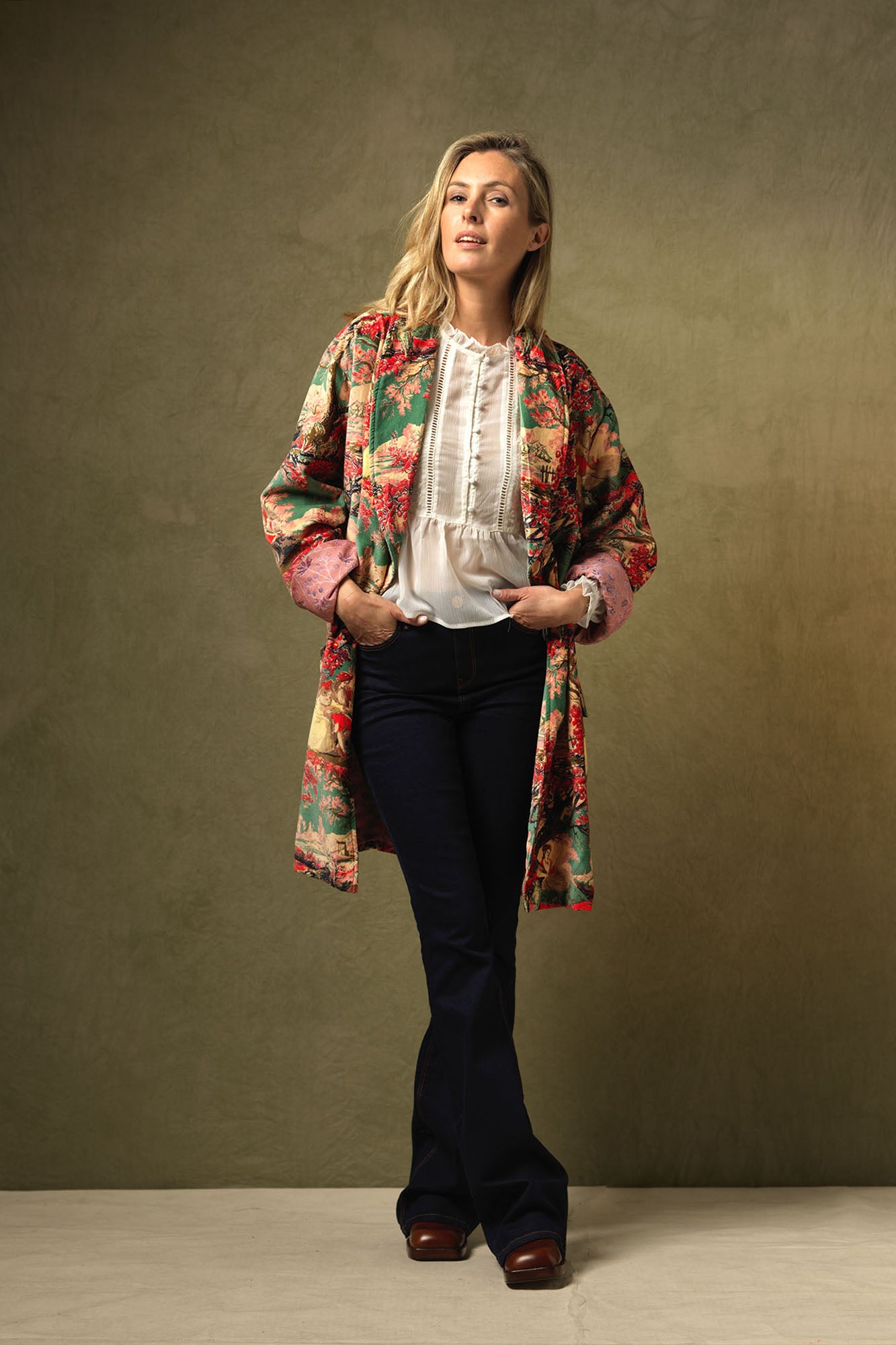 Country Toile Berry Velvet Boyfriend Jacket One Hundred Stars USA