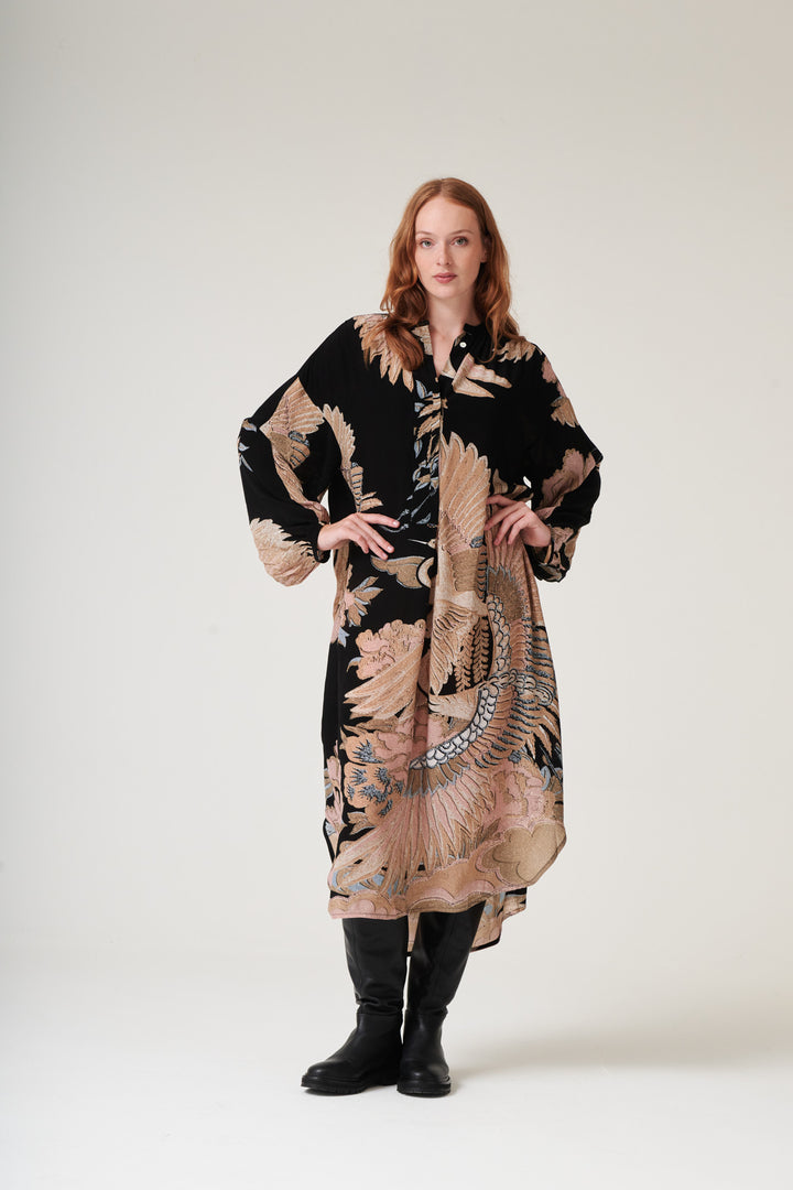 Crane Black Crepe Darcy Dress