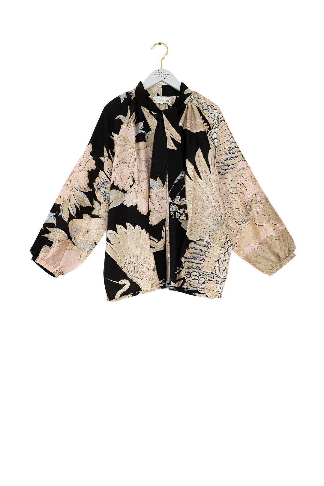 Crane Black PussyBow Blouse