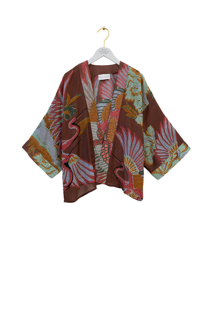 Crane Brown Kimono