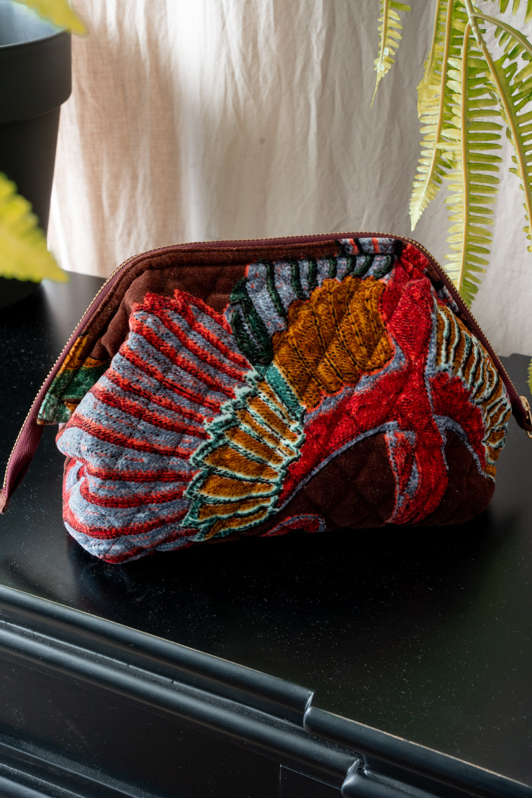 Crane Brown Velvet Pouch