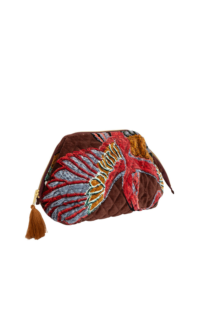 Crane Brown Velvet Pouch