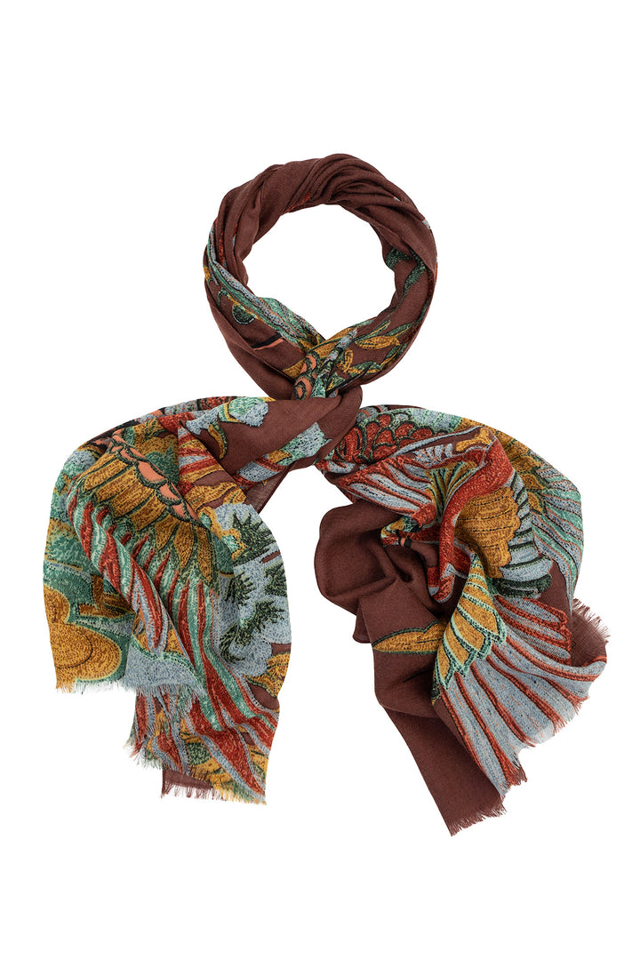 Crane Brown Wool Scarf