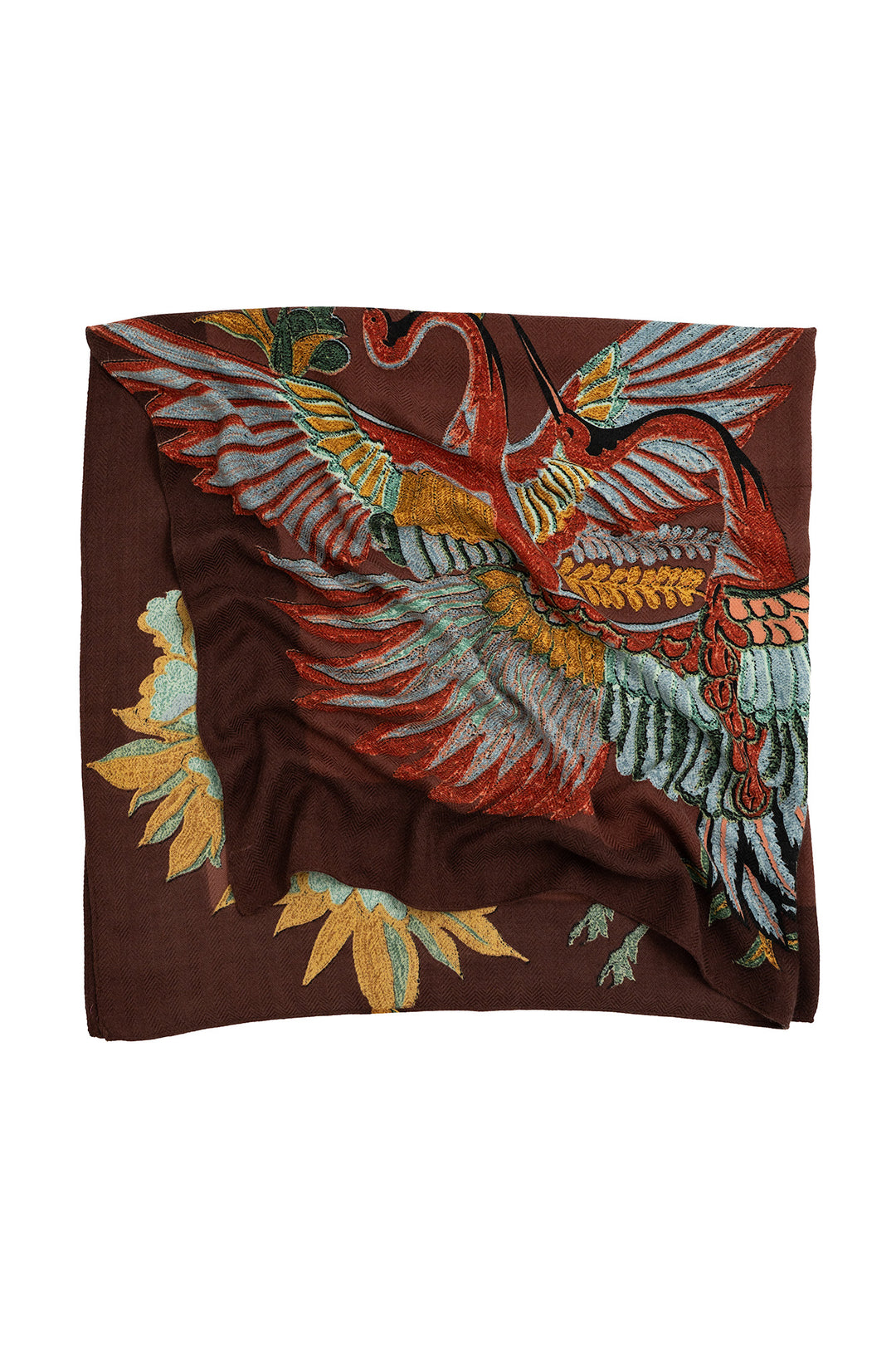 Crane Brown Square Wool Scarf