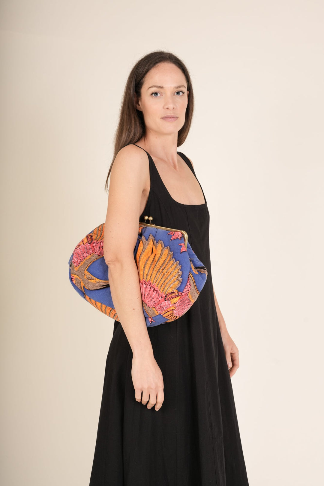 Crane Cobalt Kiss Lock Clutch Bag