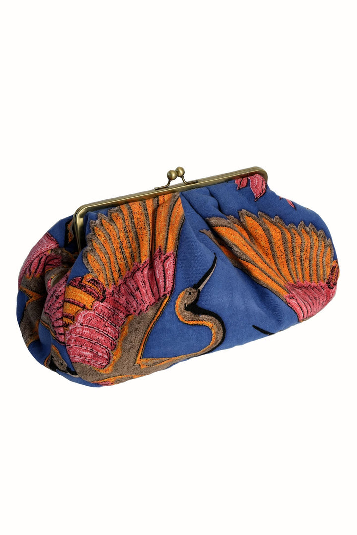 Crane Cobalt Kiss Lock Clutch Bag