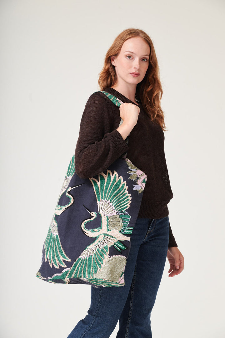 Crane Emerald Canvas Bag