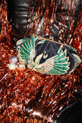 Crane Emerald Quilted Velvet Kiss Lock Bag