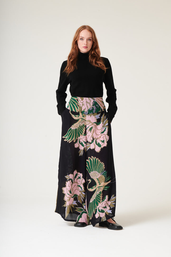 Crane Emerald Crepe Palazzo Pants