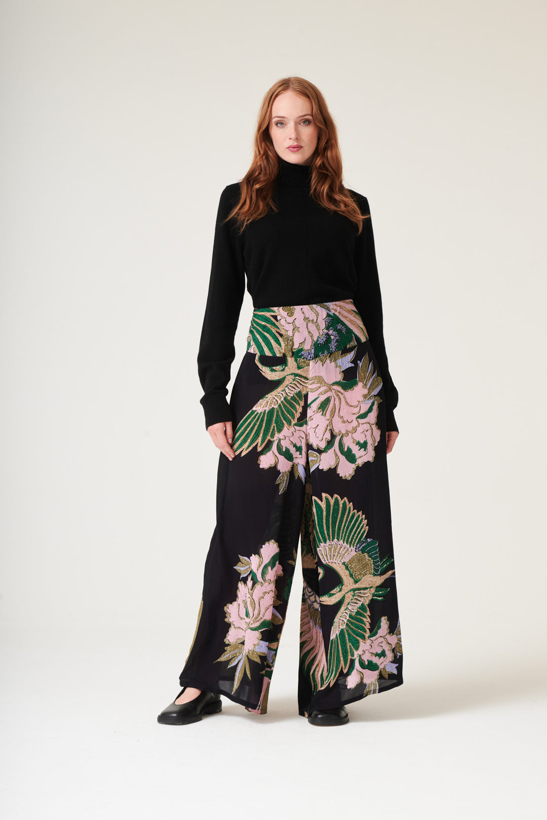 Crane Emerald Crepe Palazzo Pants