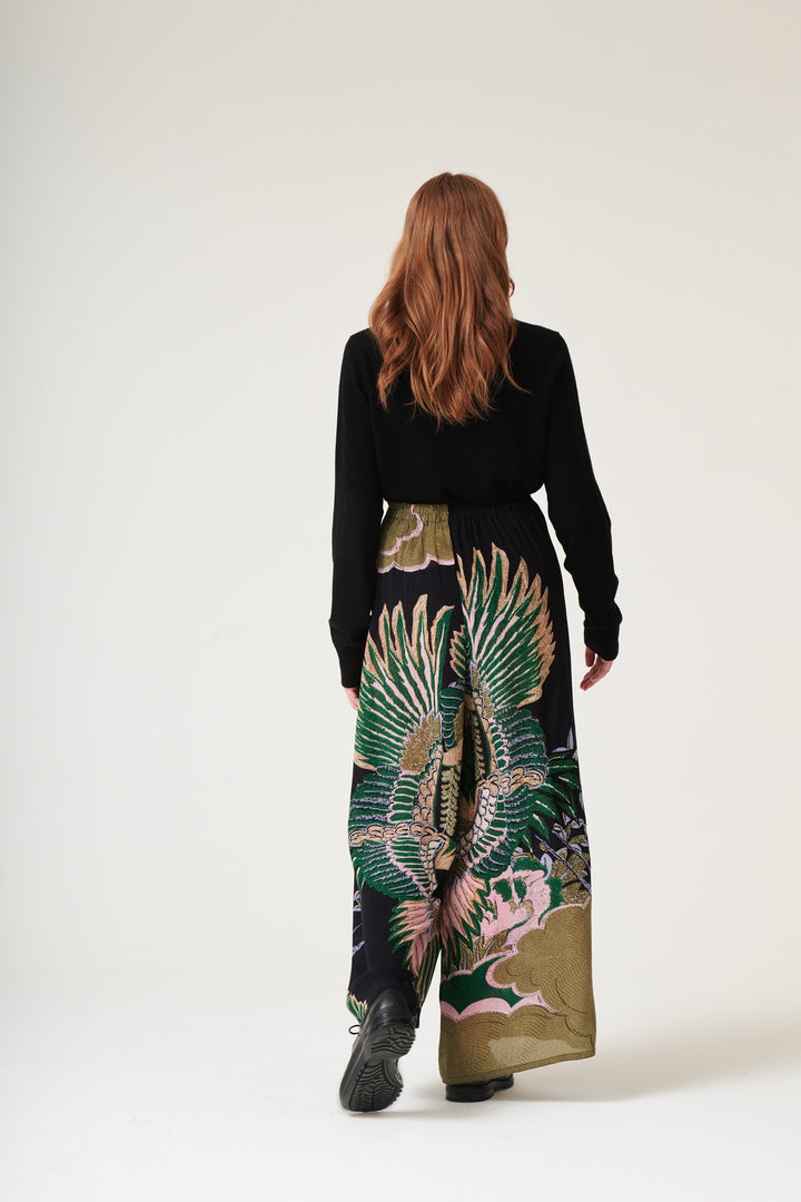 Crane Emerald Crepe Palazzo Pants