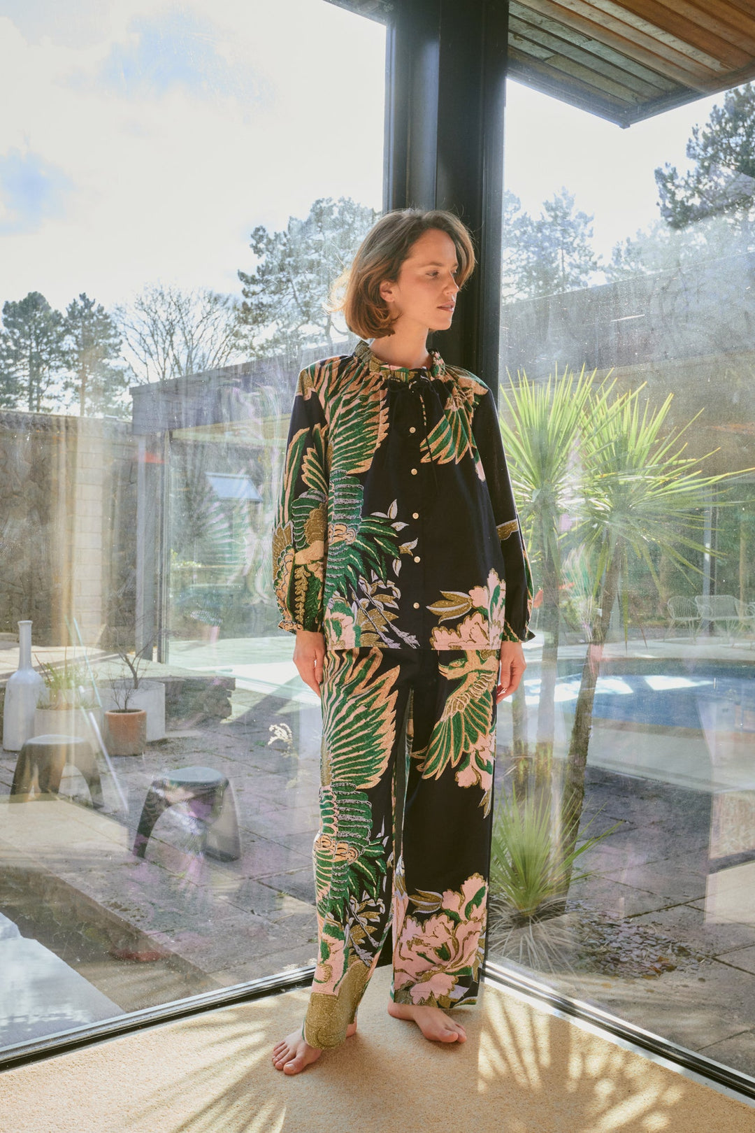 Crane Emerald Poplin Pyjama Set