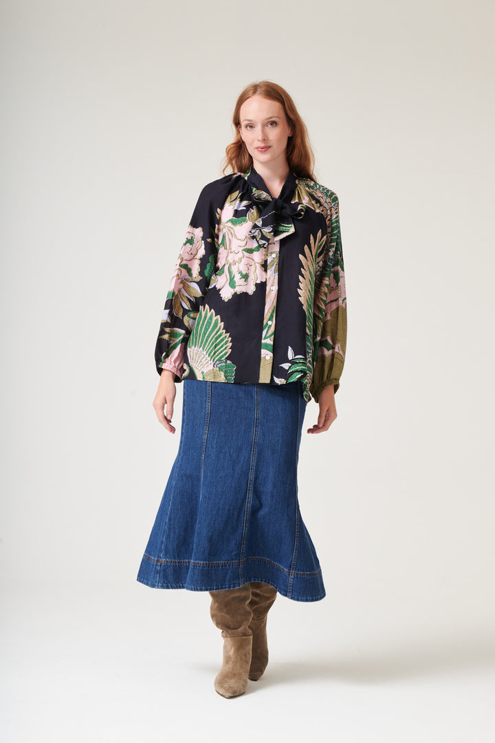 Crane Emerald PussyBow Blouse