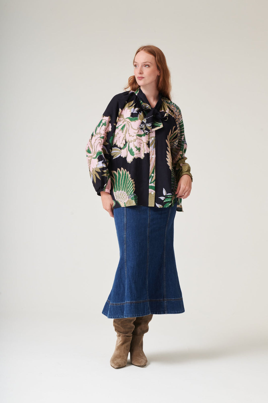 Crane Emerald PussyBow Blouse