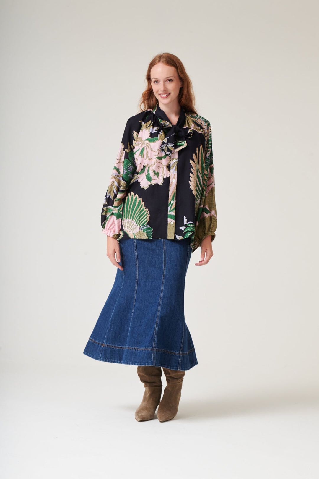 Crane Emerald PussyBow Blouse