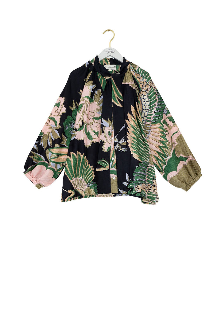 Crane Emerald PussyBow Blouse