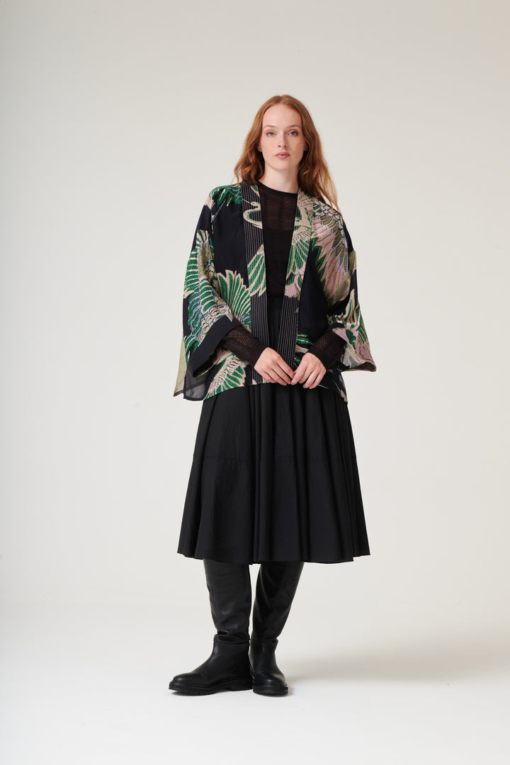 Crane Emerald Wool Kimono