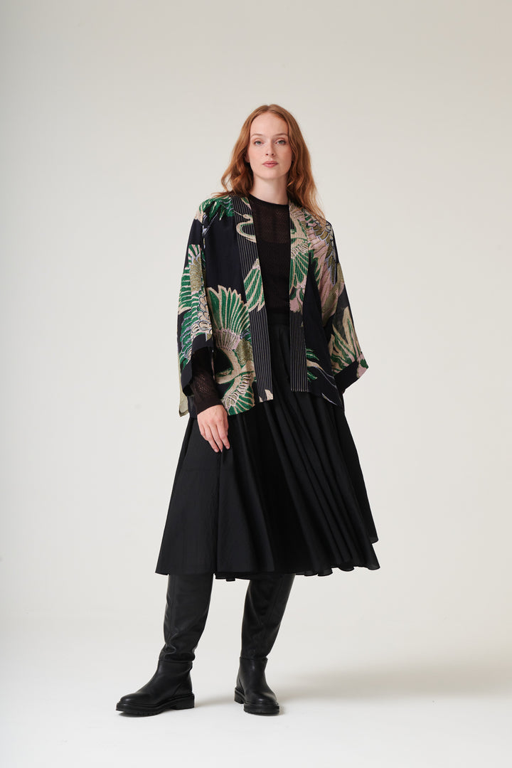 Crane Emerald Wool Kimono
