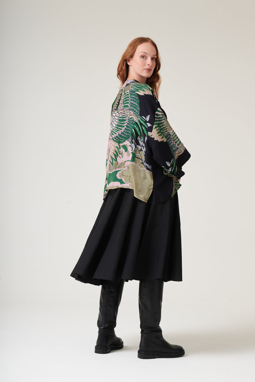 Crane Emerald Wool Kimono