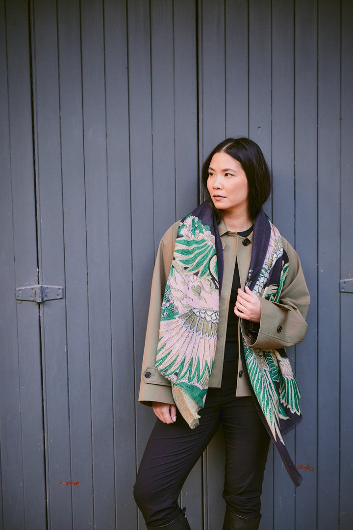 Crane Emerald Wool Scarf