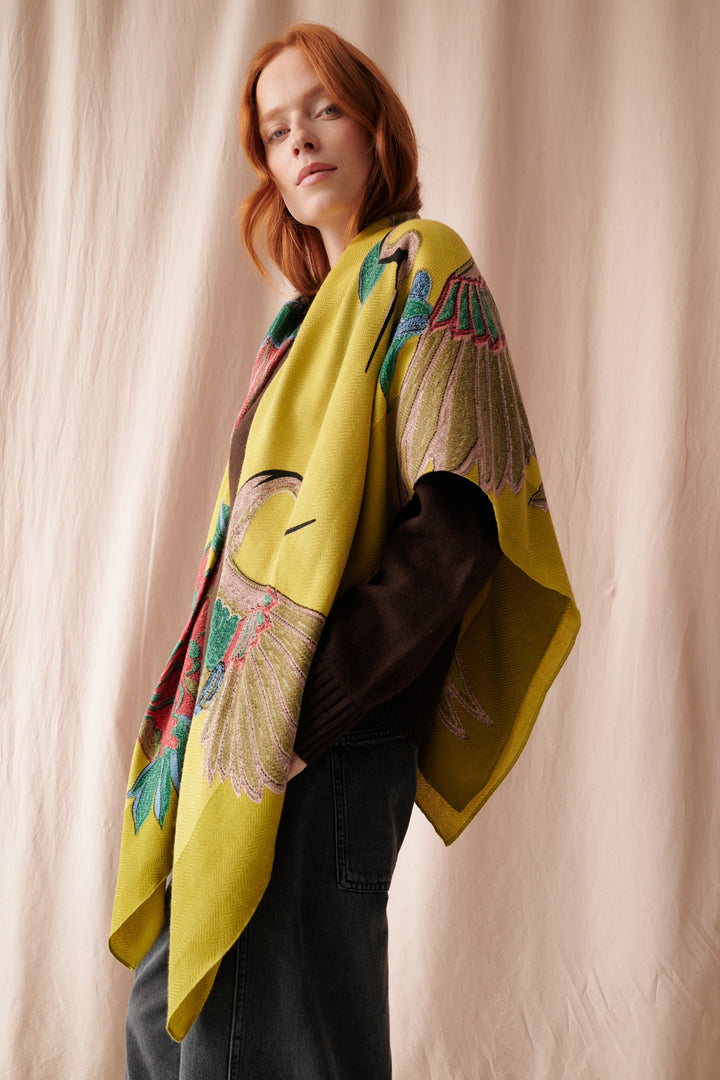 Crane Olive Square Wool Scarf
