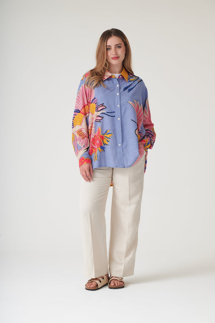 Crane Periwinkle Oversized Shirt - One Hundred Stars