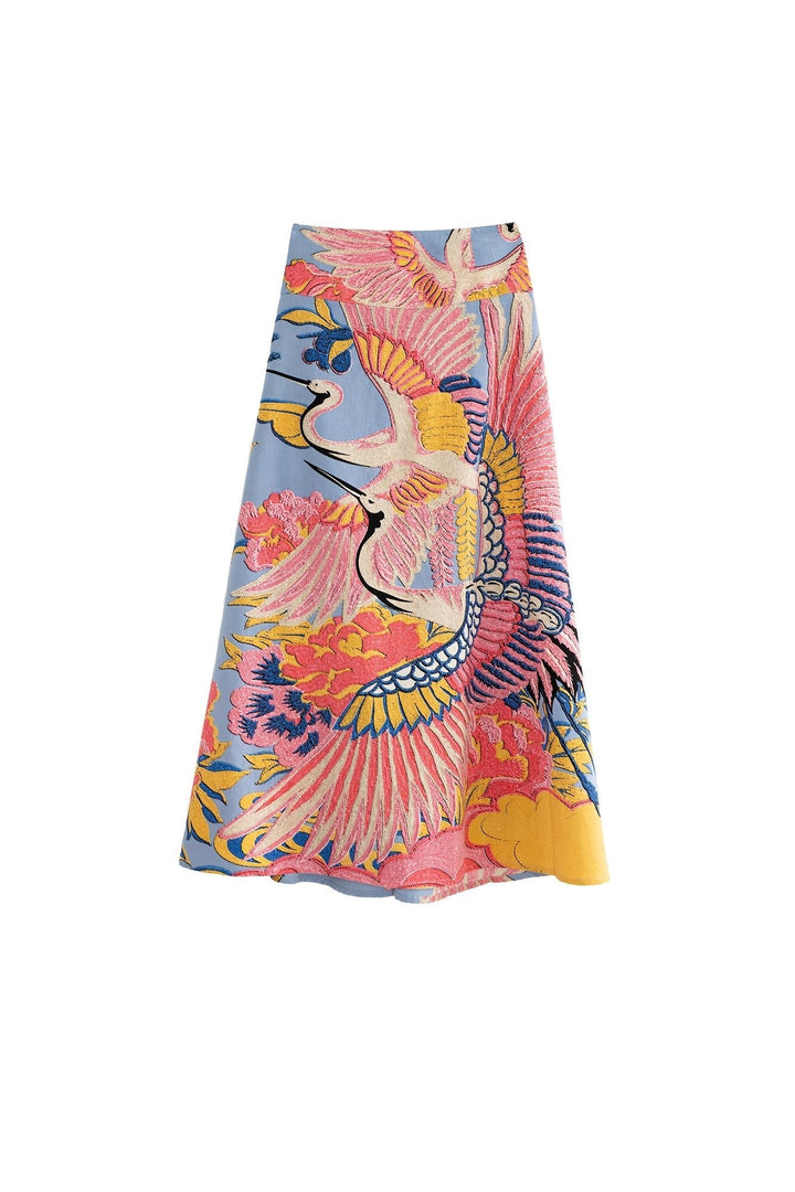 Crane Periwinkle A - line Maxi Skirt - One Hundred Stars