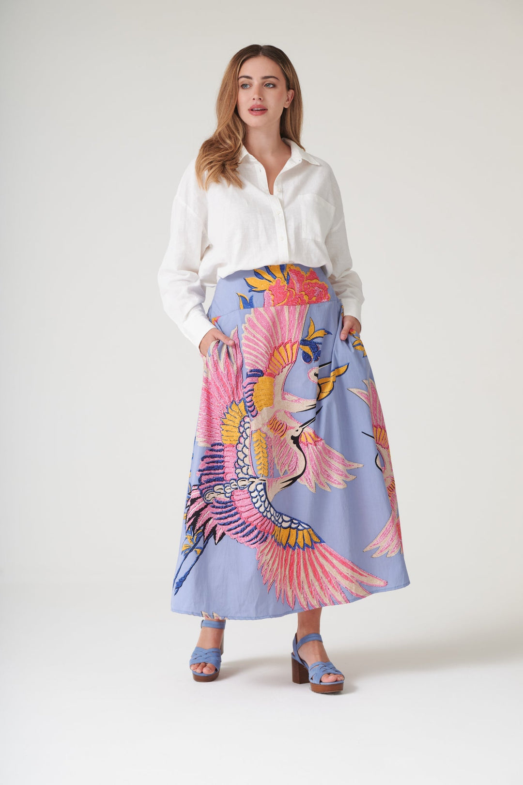 Crane Periwinkle A - line Maxi Skirt - One Hundred Stars