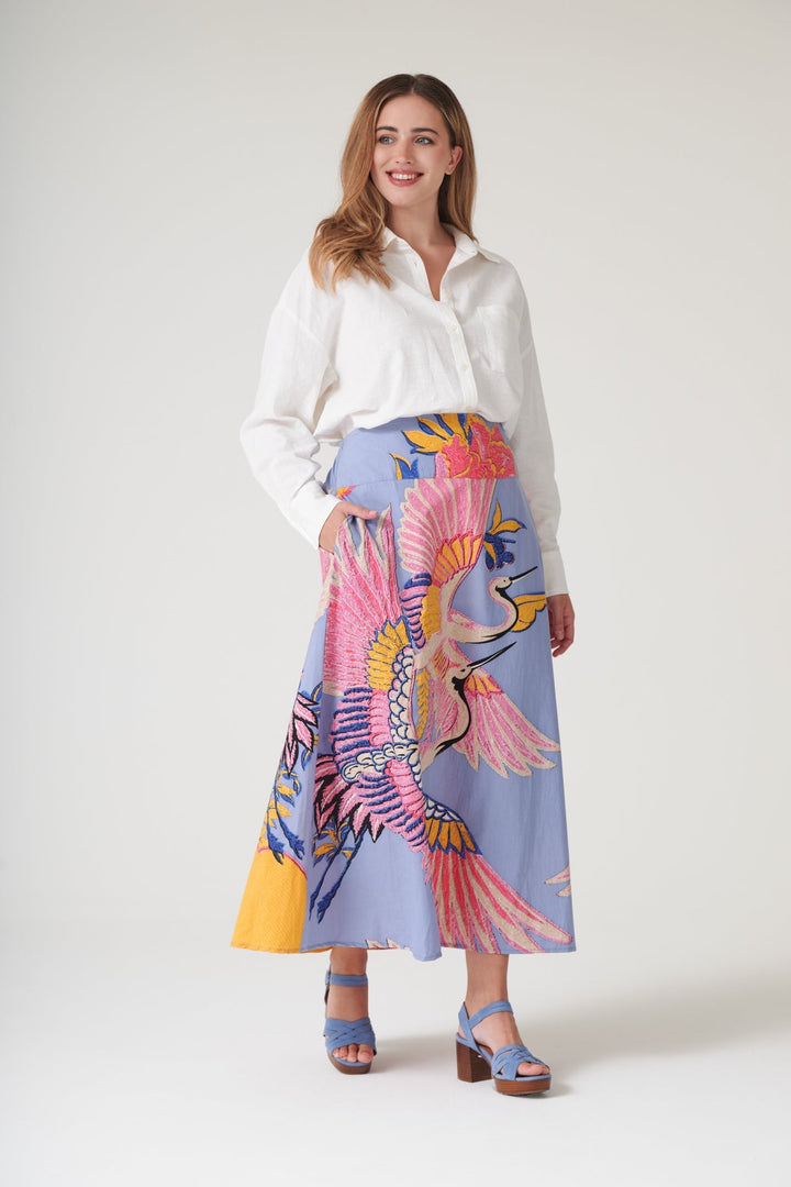 Crane Periwinkle A - line Maxi Skirt - One Hundred Stars