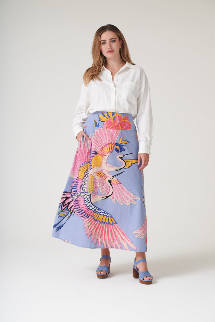 Crane Periwinkle A - line Maxi Skirt - One Hundred Stars