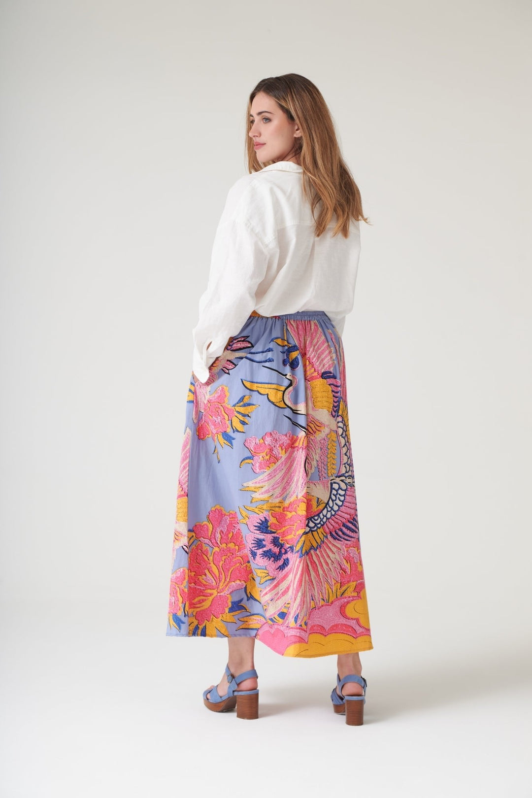 Crane Periwinkle A - line Maxi Skirt - One Hundred Stars