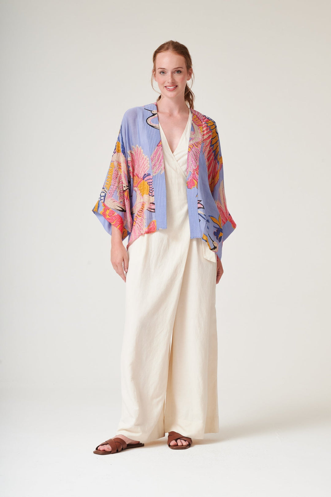 Crane Periwinkle Kimono - One Hundred Stars