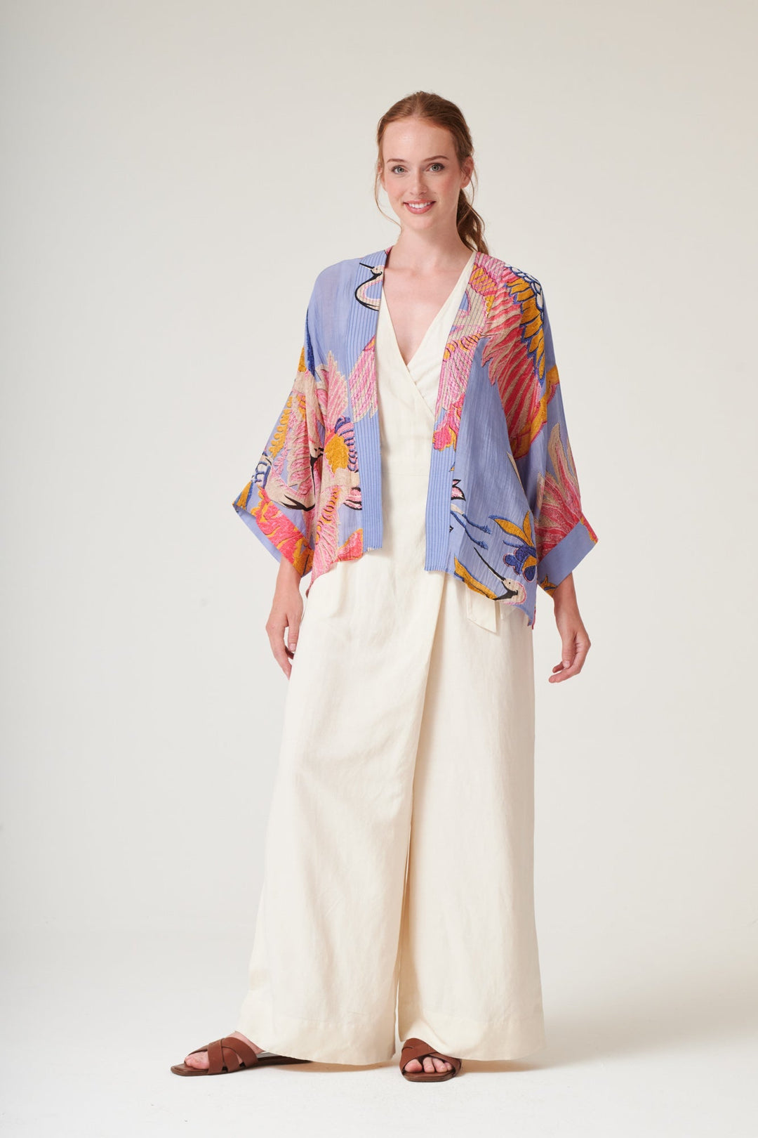 Crane Periwinkle Kimono - One Hundred Stars
