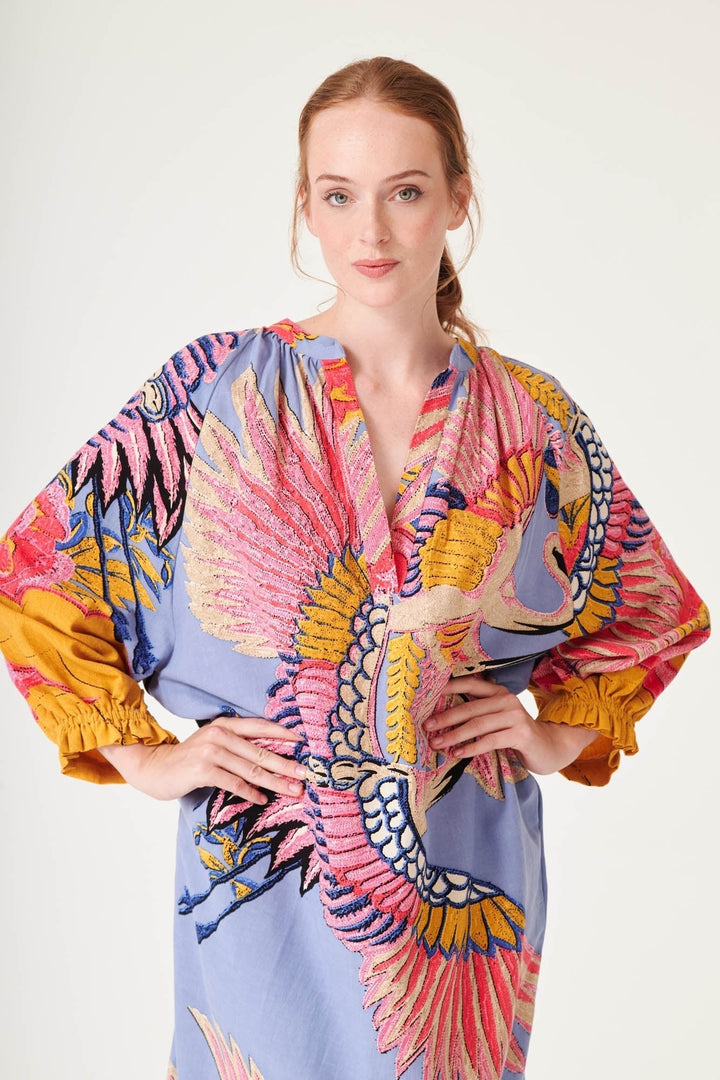 Crane Periwinkle Raglan Dress - One Hundred Stars