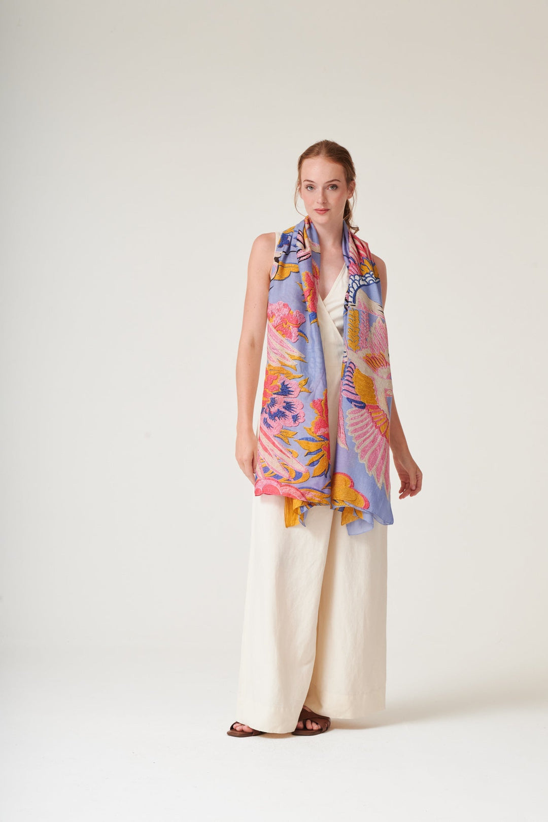 Crane Periwinkle Scarf - One Hundred Stars