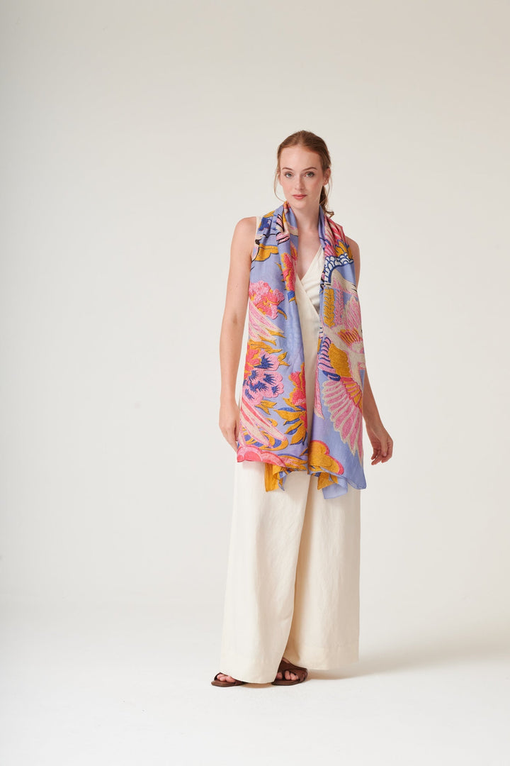 Crane Periwinkle Scarf - One Hundred Stars