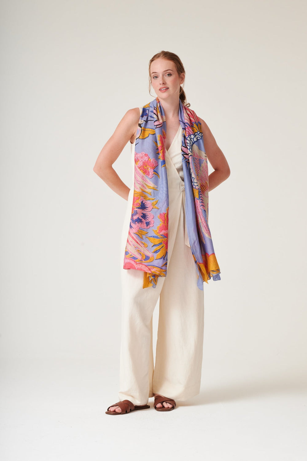 Crane Periwinkle Scarf - One Hundred Stars