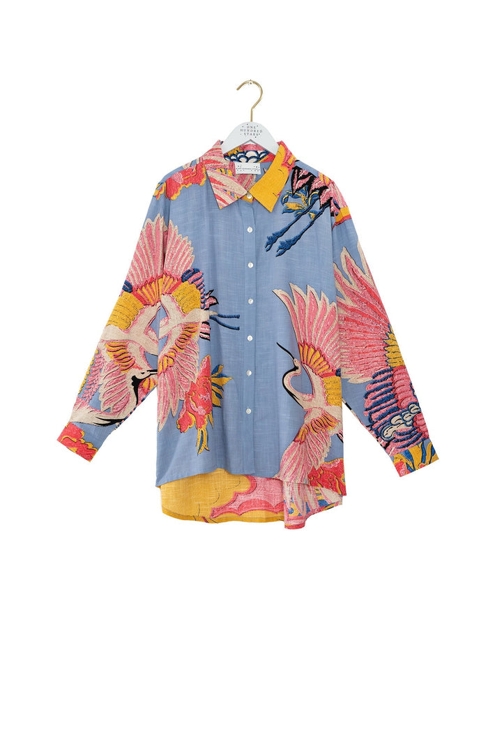 Crane Periwinkle Oversized Shirt - One Hundred Stars